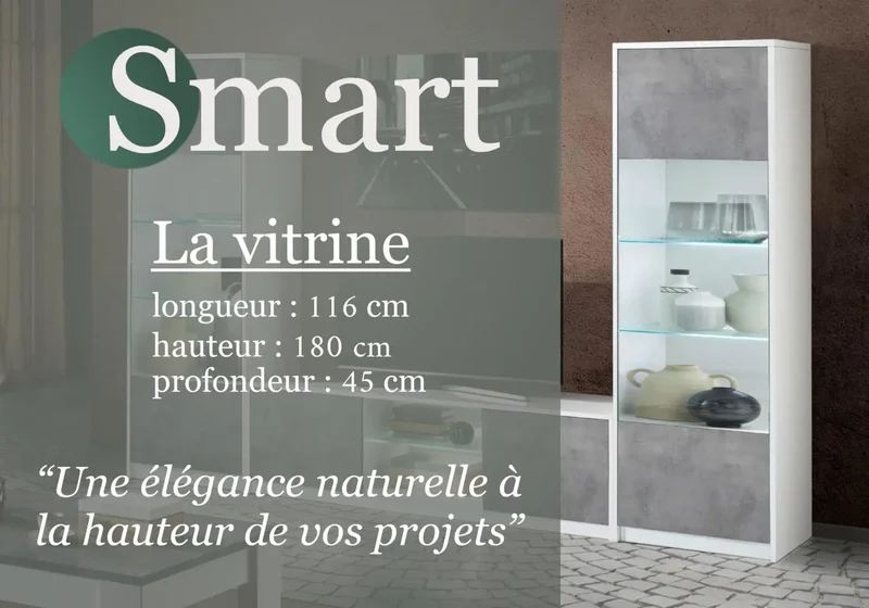 Mur tv laqué blanc gris led SMART
