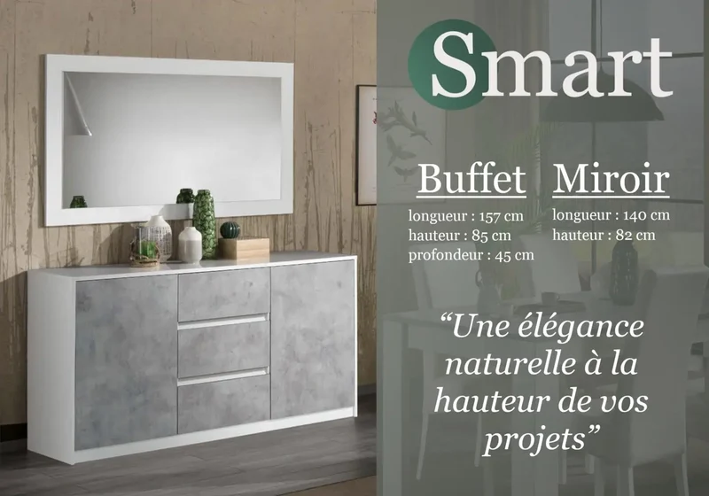Salle à manger béton blanc SMART