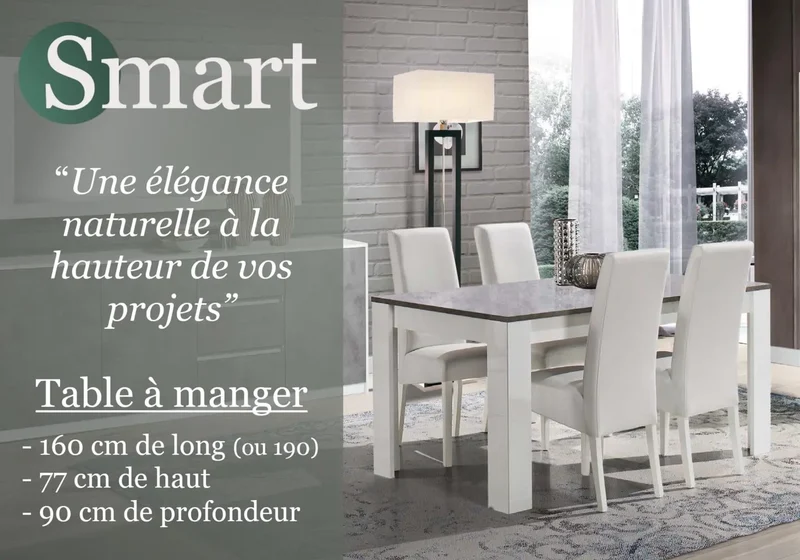 Salle à manger béton blanc SMART