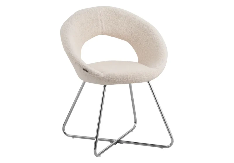 Chaises bouclette blanche arrondies dossier ouvert - Babel x4