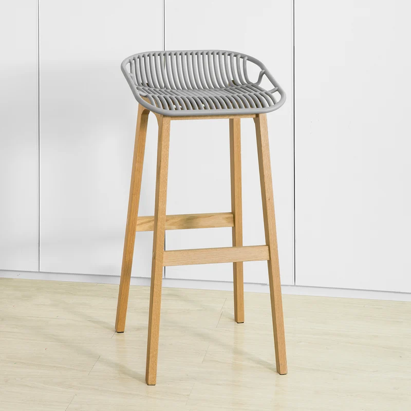 SoBuy FST77-HG Tabouret de Bar Design Chaise de Bar Cuisine avec Repose-Pieds Piètement en Bois de Chêne