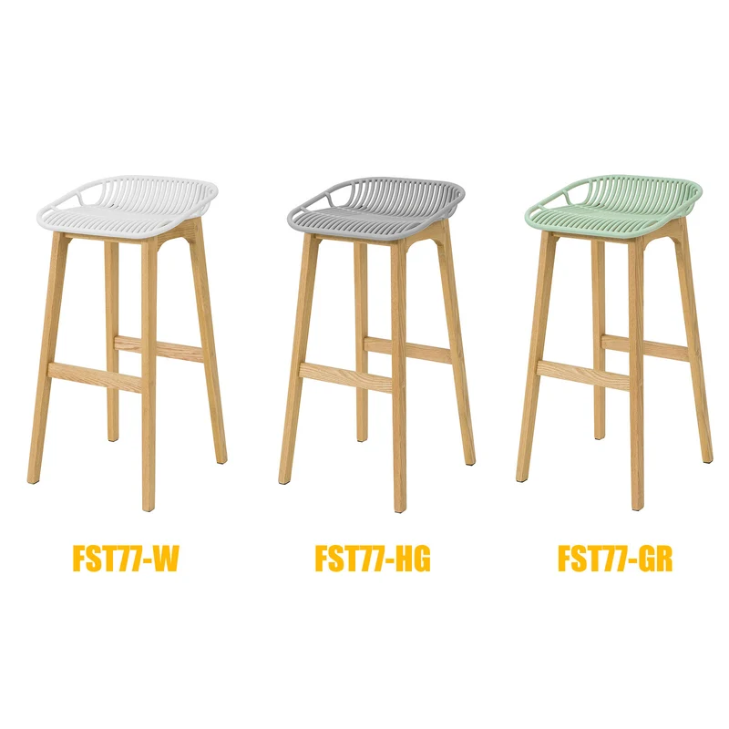 SoBuy FST77-HG Tabouret de Bar Design Chaise de Bar Cuisine avec Repose-Pieds Piètement en Bois de Chêne
