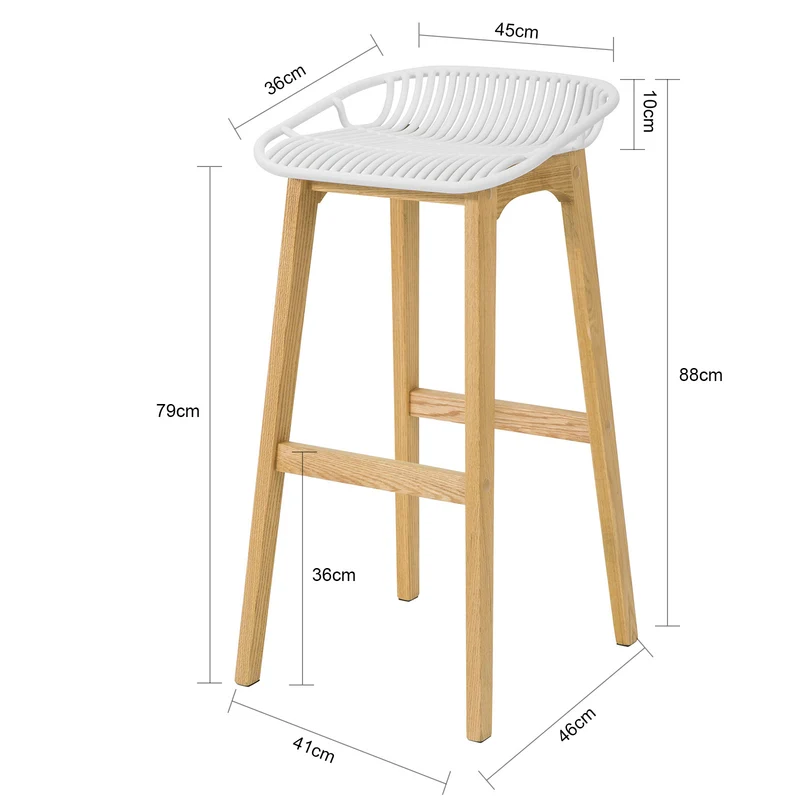 SoBuy FST77-W Tabouret de Bar Design Chaise de Bar Cuisine avec Repose-Pieds Piètement en Bois de Chêne