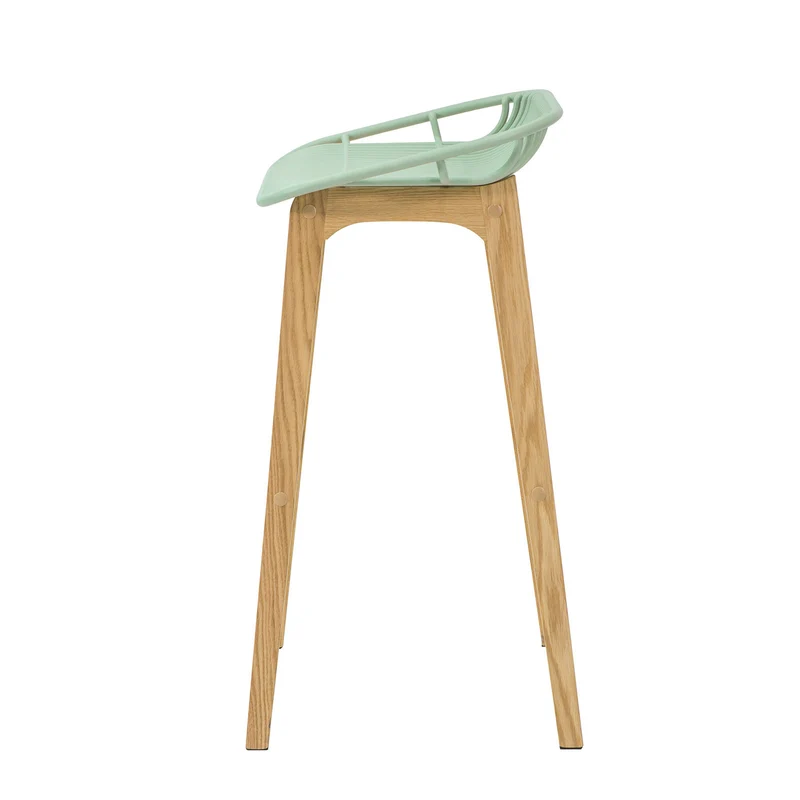 SoBuy FST77-GR Tabouret de Bar Design Chaise de Bar Cuisine avec Repose-Pieds Piètement en Bois de Chêne