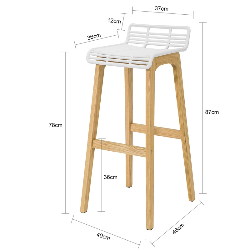 SoBuy FST76-W Tabouret de Bar Design Chaise de Bar Cuisine avec Repose-Pieds Piètement en Bois de Chêne