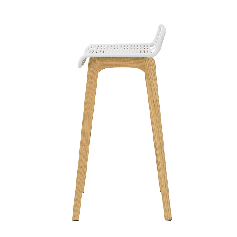 SoBuy FST76-W Tabouret de Bar Design Chaise de Bar Cuisine avec Repose-Pieds Piètement en Bois de Chêne
