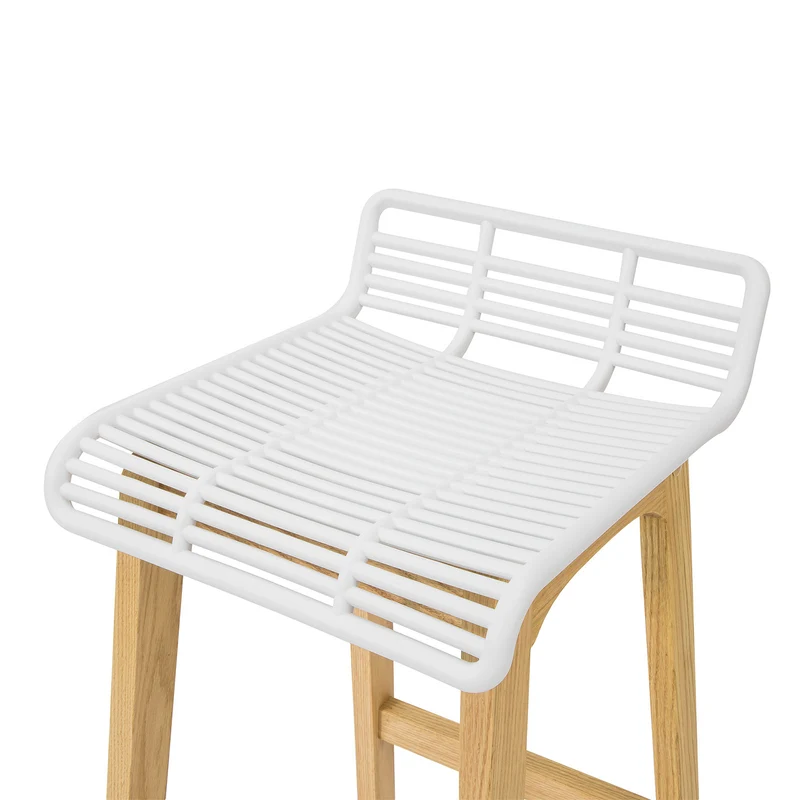 SoBuy FST76-W Tabouret de Bar Design Chaise de Bar Cuisine avec Repose-Pieds Piètement en Bois de Chêne