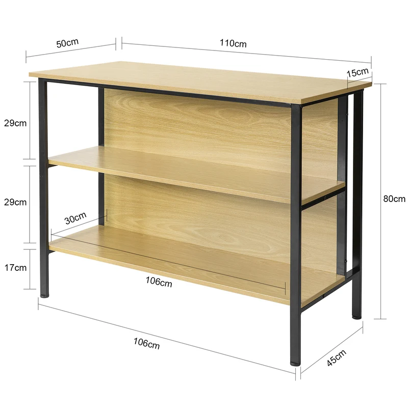SoBuy FSB28-N Table de Cuisine Table Haute de Bar Table Console Buffet avec 2 étagères de Rangement
