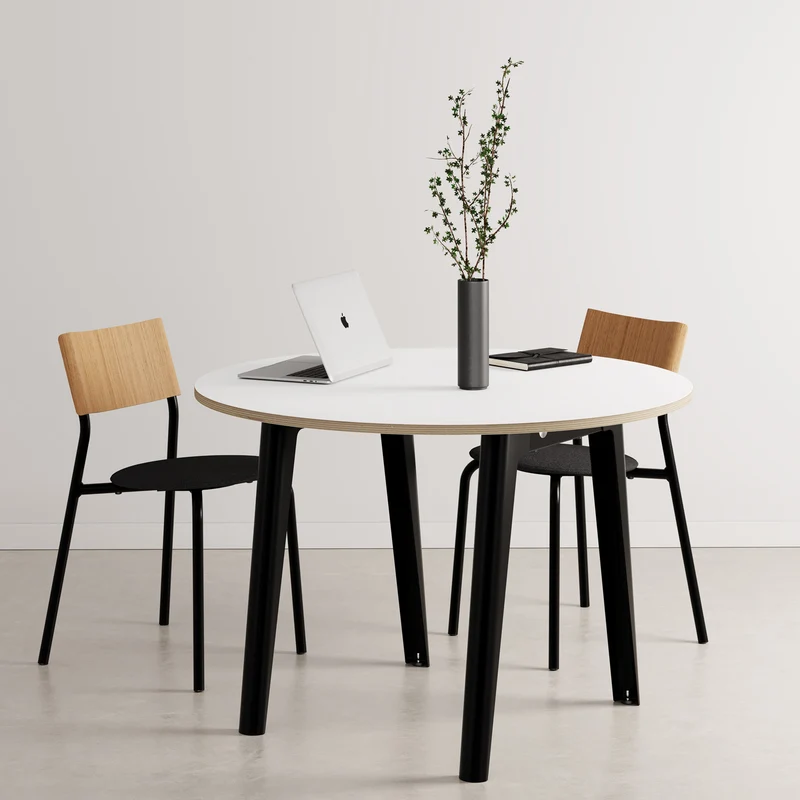 Table de réunion ronde NEW MODERN Ø 110cm - multiplis blanc