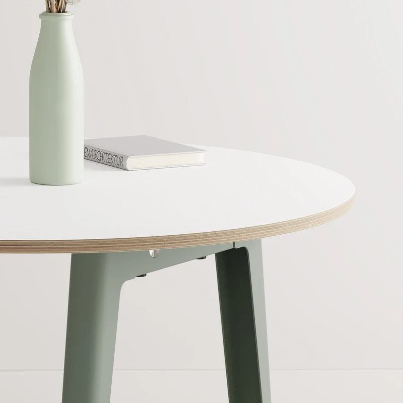 Table de réunion ronde NEW MODERN Ø 110cm - multiplis blanc