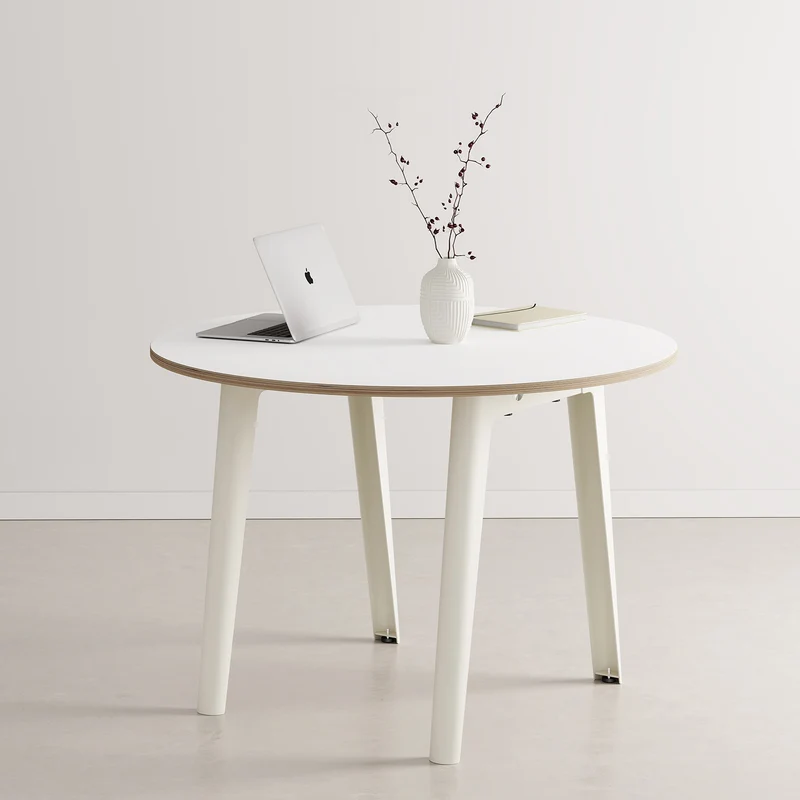 Table de réunion ronde NEW MODERN Ø 110cm - multiplis blanc