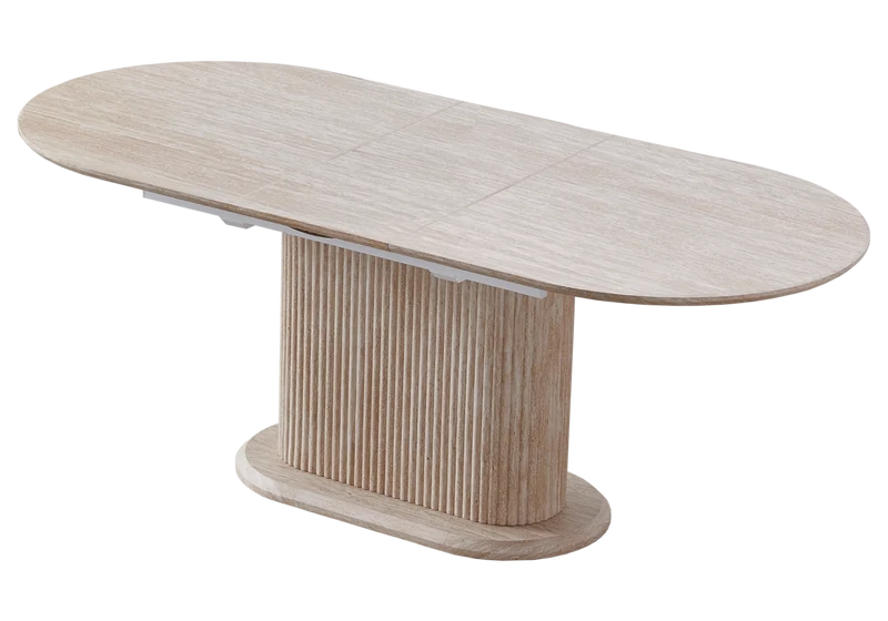 Ensemble table extensible travertin et 4 chaises - Inaya