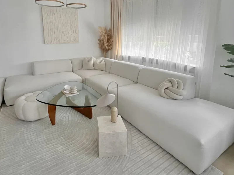 Canapé d’angle modulable Nélya XL – Tissu anti-tache