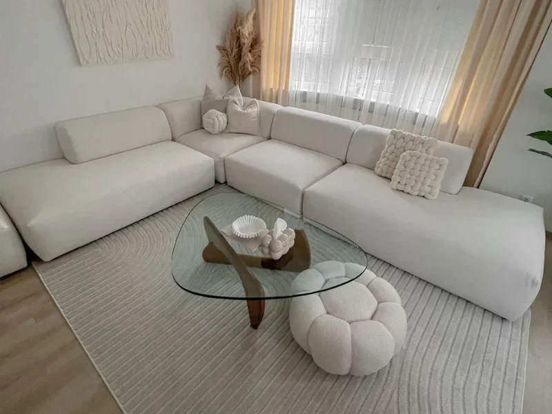 Canapé d’angle modulable Nélya XL – Tissu anti-tache