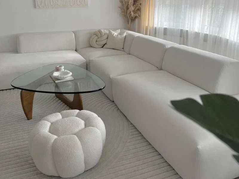 Canapé d’angle modulable Nélya XL – Tissu anti-tache