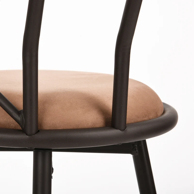 Lot de 6 tabourets de bar industriels pivotants avec dossier en tissu marron - HAILEY 24