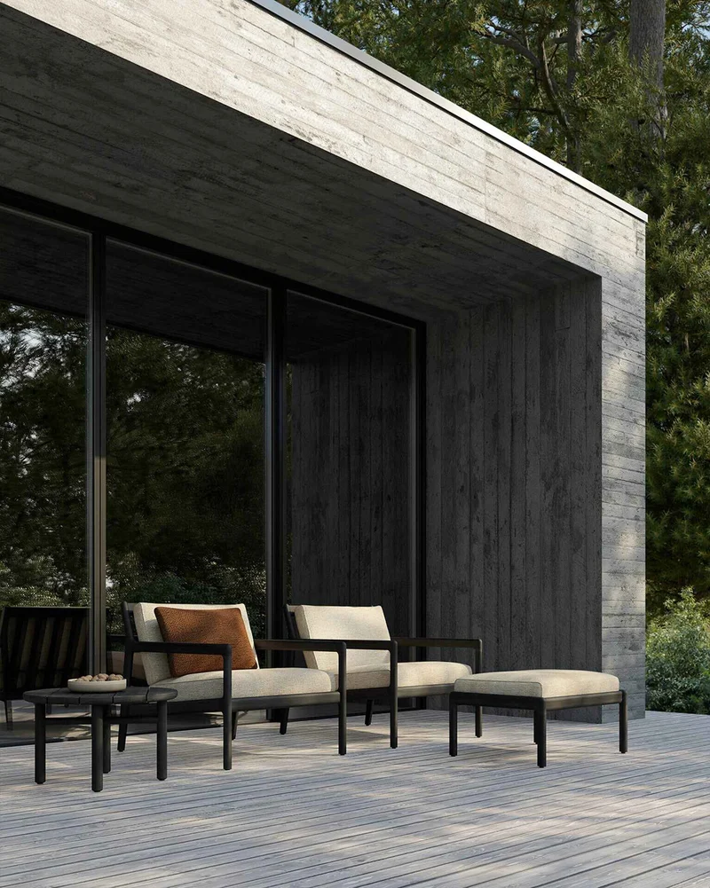 Fauteuil Lounge Jack en Teck Noir Ethnicraft (avec coussins)