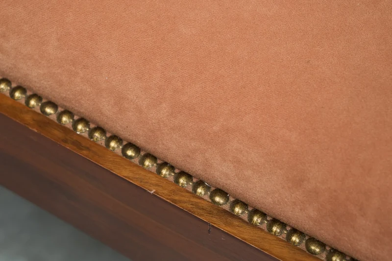 Stunning Art Deco Bench in Burr Burl Walnut and Velvet
