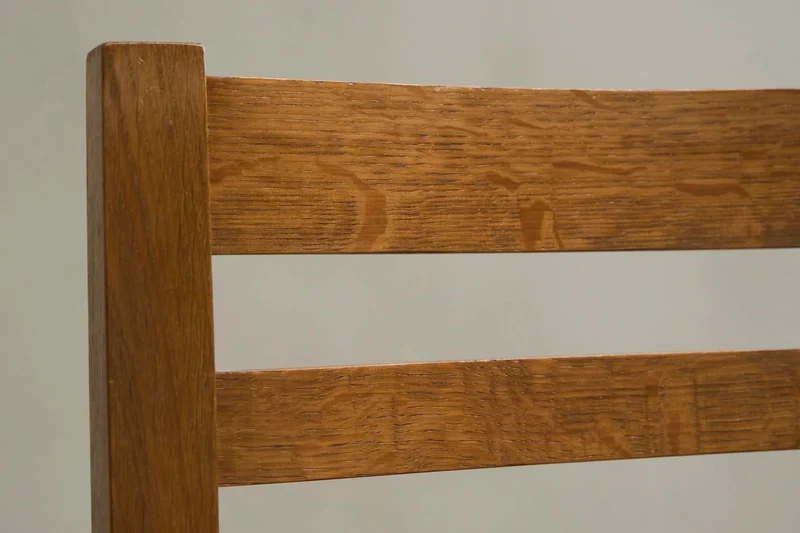 Set of 4 Modernist Chairs in Solid Oak and Straw, Belgium 1960s