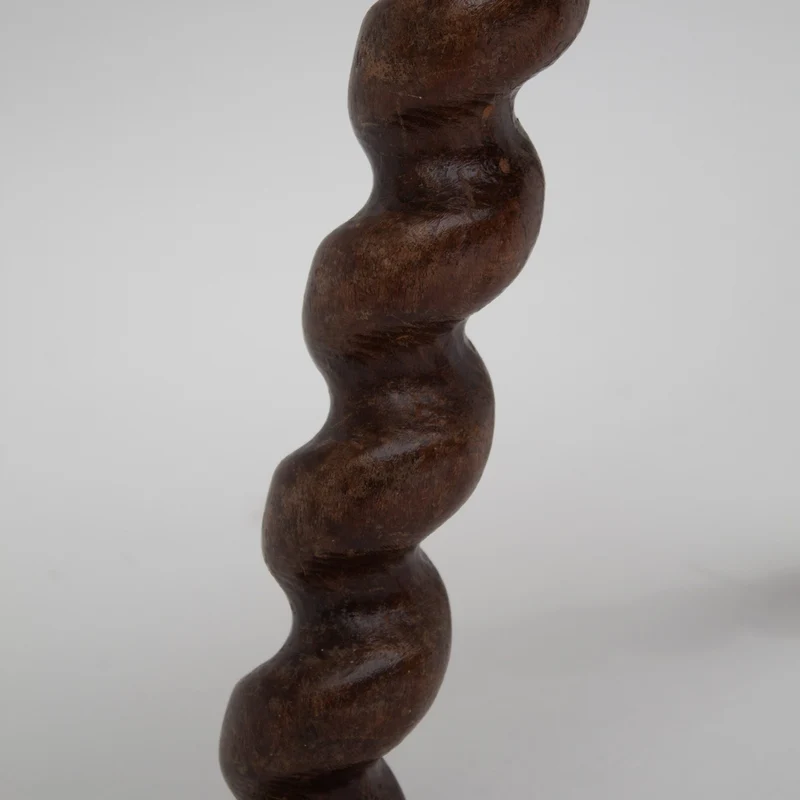 Set of 4 Primitive Oak Stools with Spiral Legs