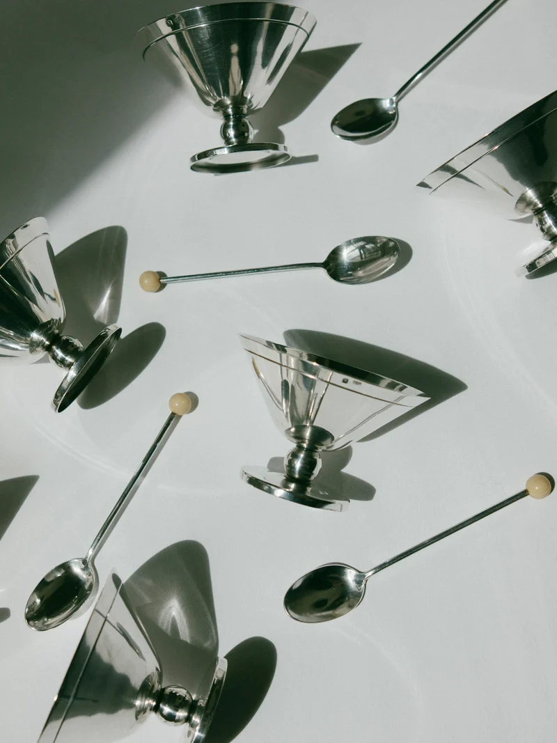 Set of 6 Art Deco Silver-Plated Ice Coupes, France, c. 1930s