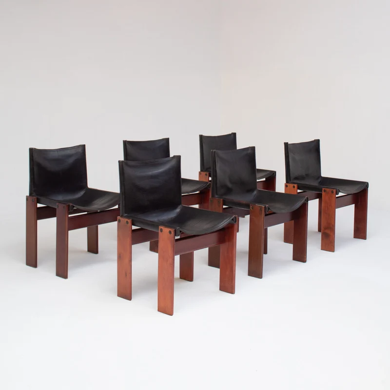 Set of 6 Monk Chairs by Afra & Tobia Scarpa for Molteni