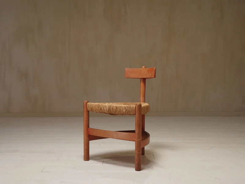 Architectural Dutch 1960's wooden accent chair