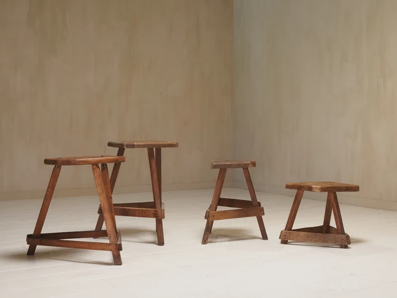 Set of 19th Century English Antique Oak Cutler's Stools