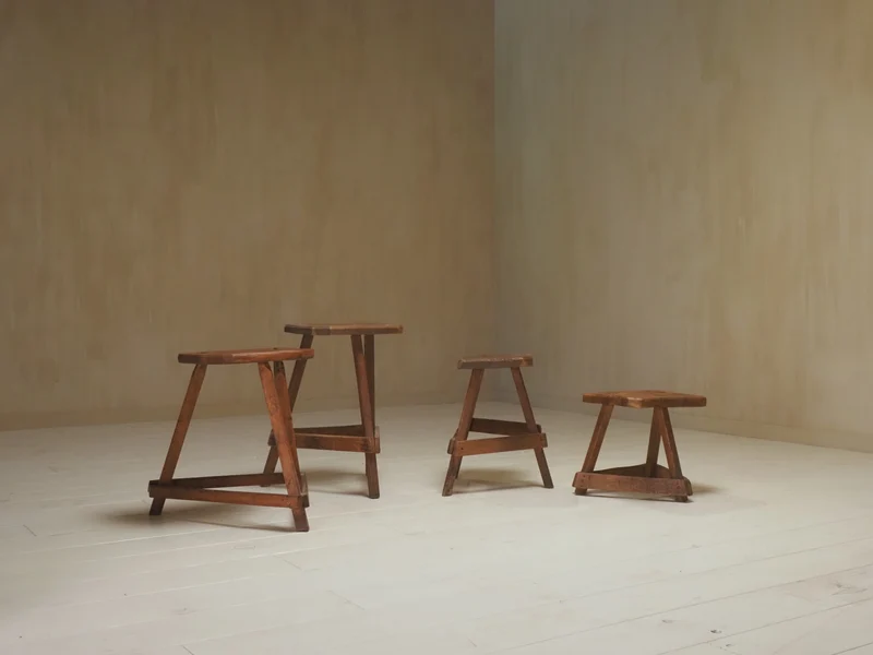 Set of 19th Century English Antique Oak Cutler's Stools