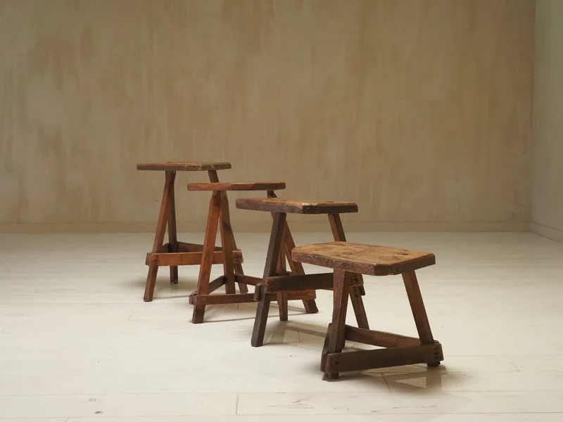 Set of 19th Century English Antique Oak Cutler's Stools