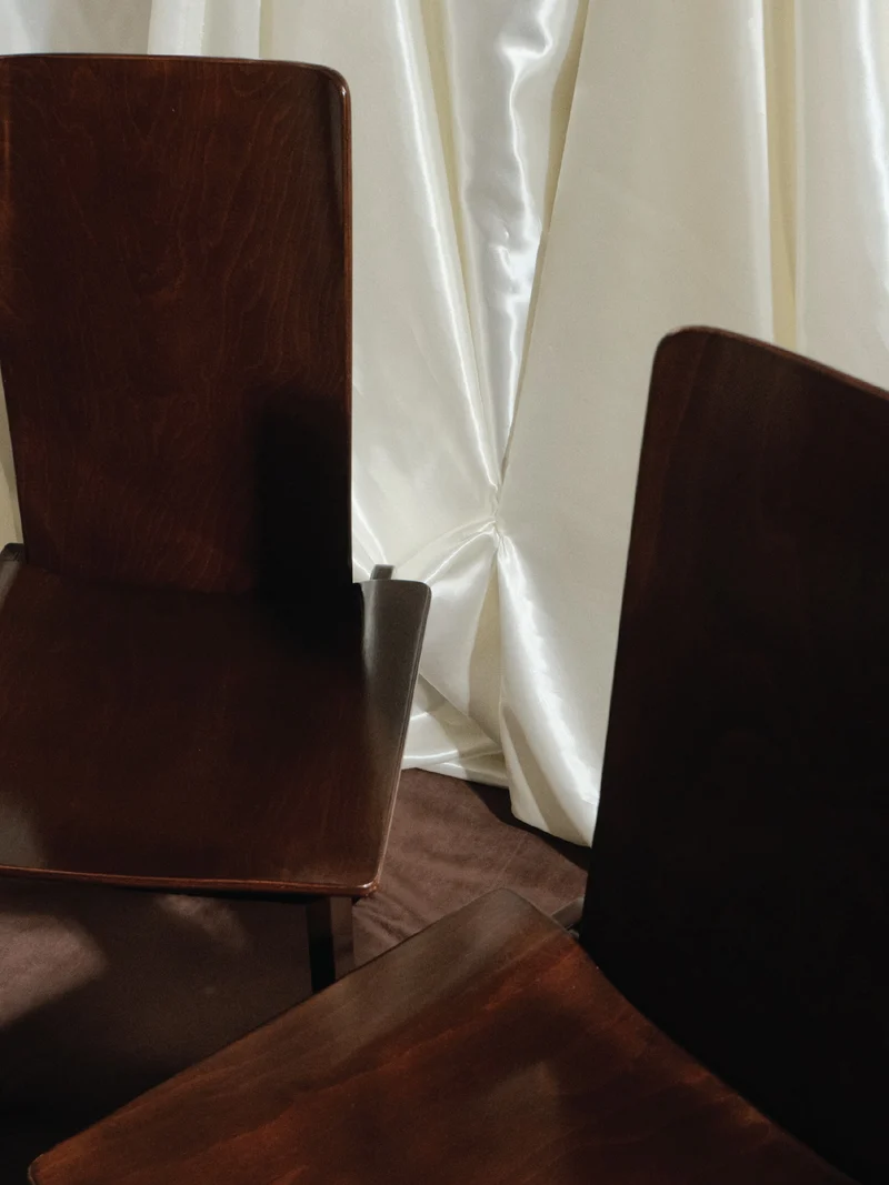 Carlo Scarpa Set of 4 Dining Wood Chairs