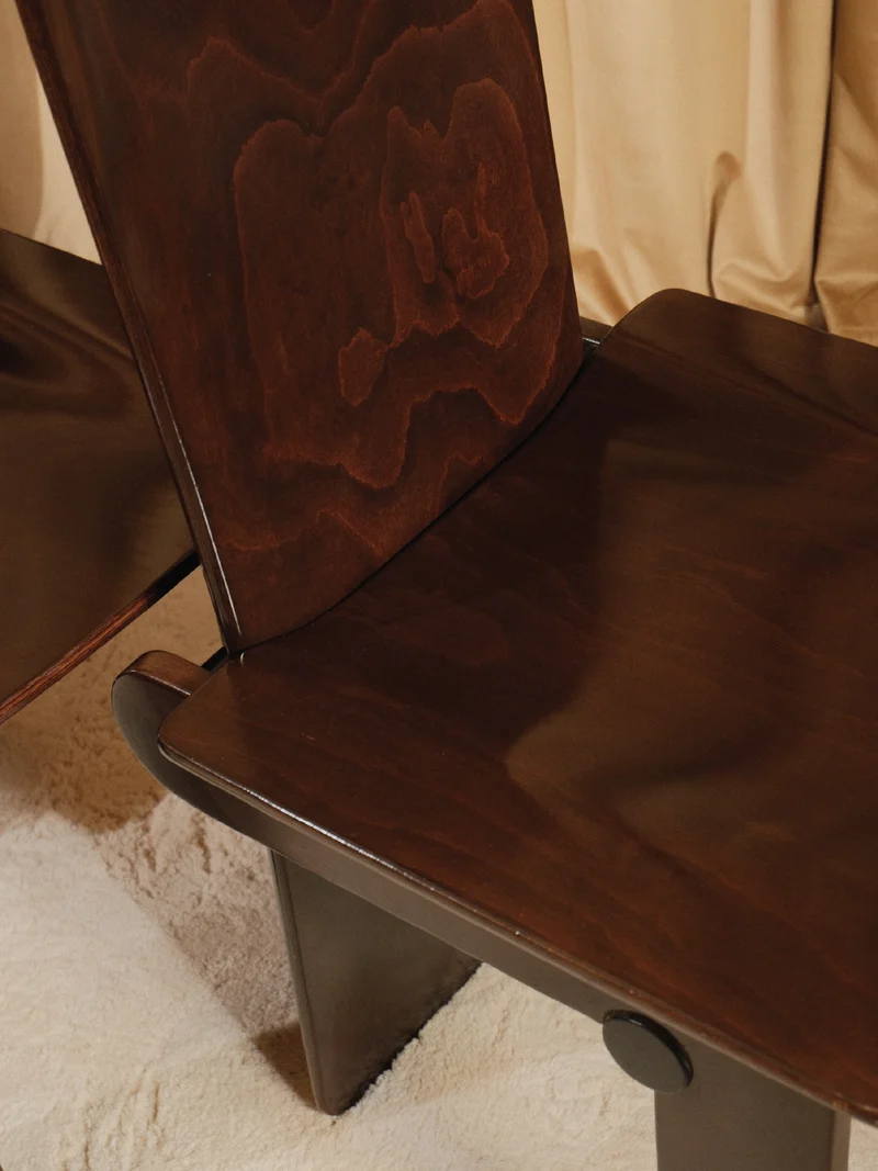 Carlo Scarpa Set of 4 Dining Wood Chairs