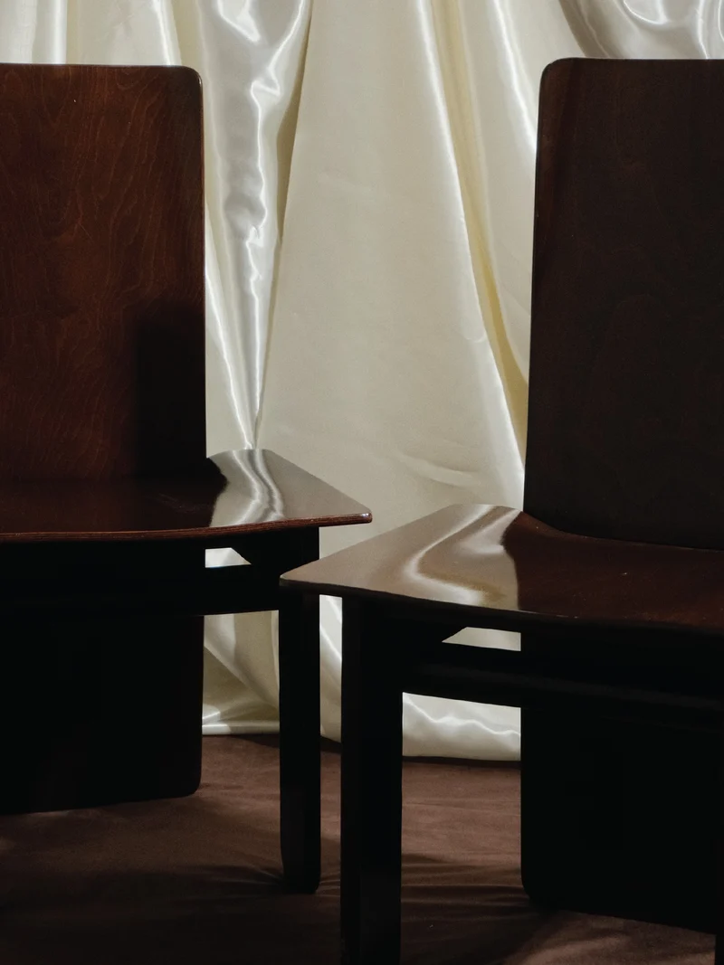 Carlo Scarpa Set of 4 Dining Wood Chairs