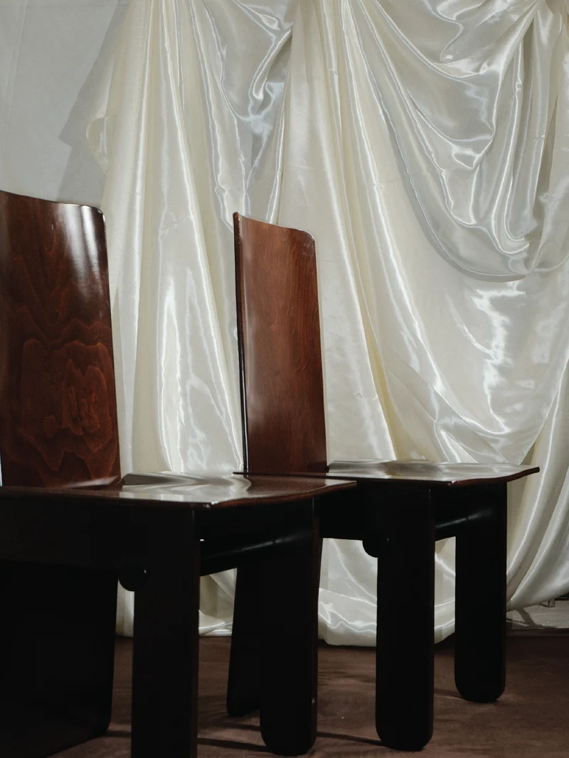Carlo Scarpa Set of 4 Dining Wood Chairs
