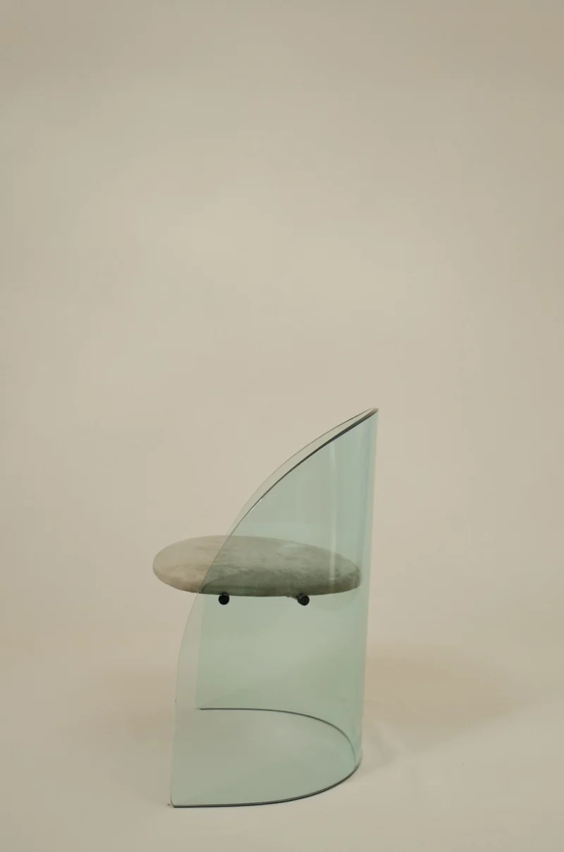 Set of 2 Glass Curved Chair in the Style of Luis Dierra