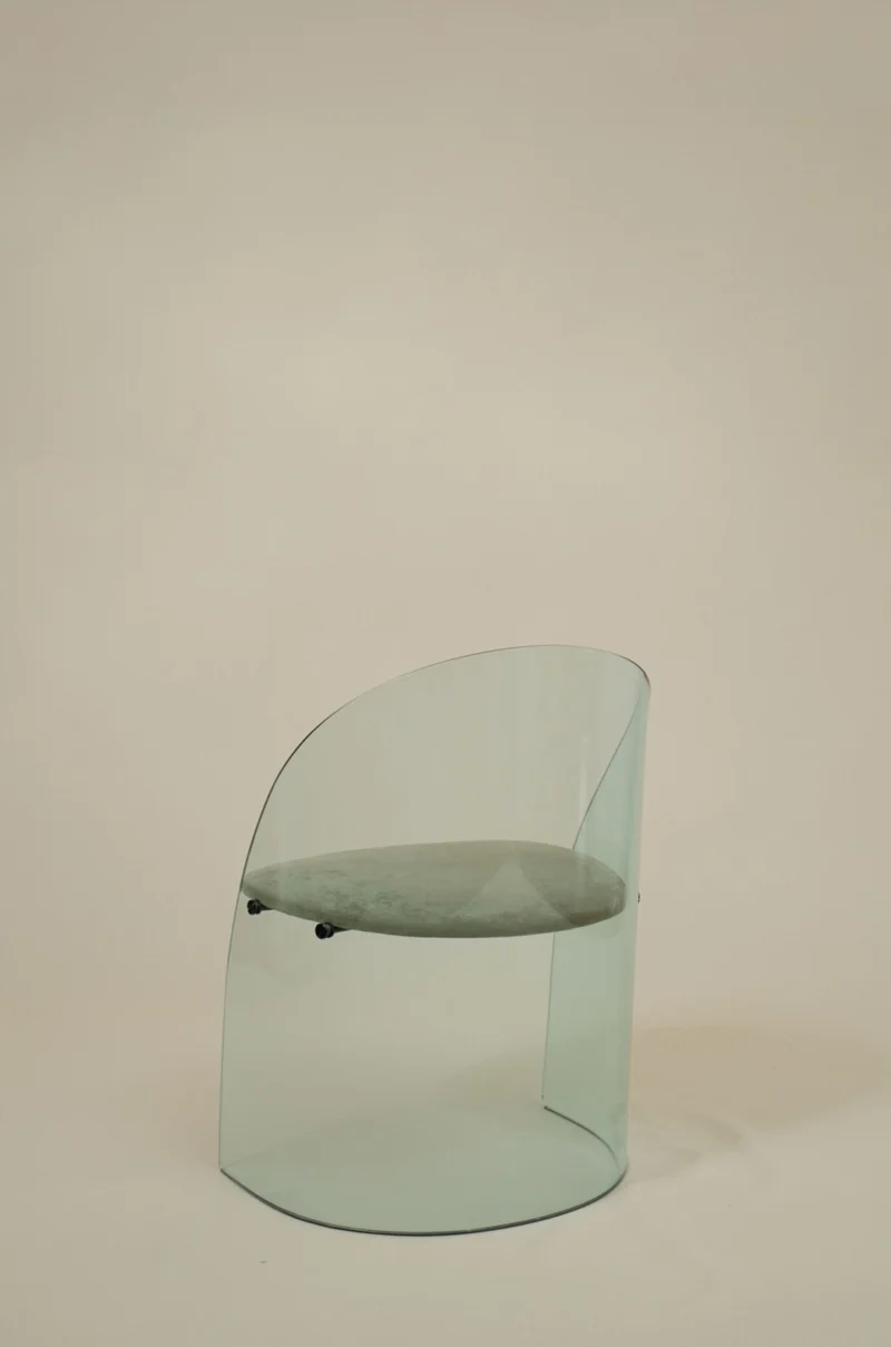 Set of 2 Glass Curved Chair in the Style of Luis Dierra