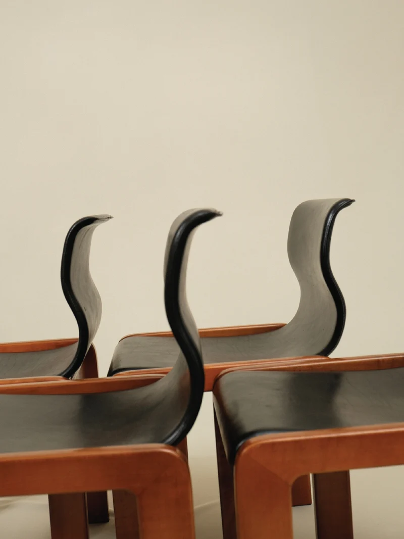 Tobia & Afra Scarpa Set of 4 Dining Leather Chairs