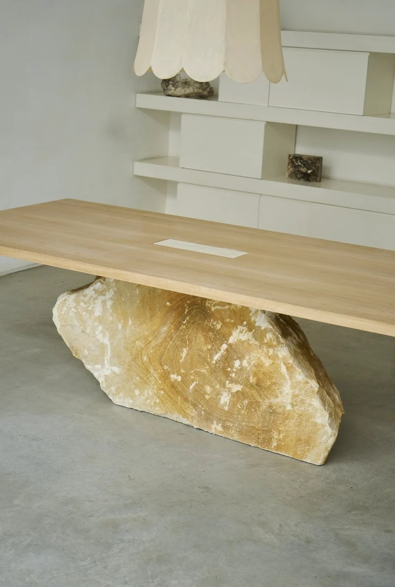 DINING TABLE ( 04 ) in Stone and Oak