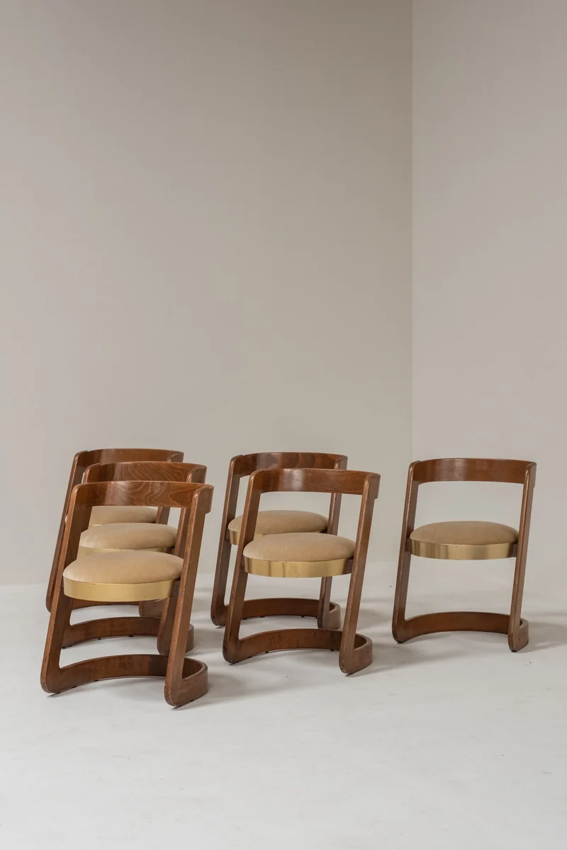Set of 6 Willy Rizzo Dining Chairs by Mario Sabot, Italy, 1970s