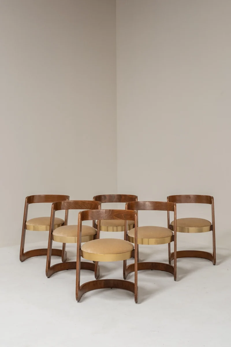 Set of 6 Willy Rizzo Dining Chairs by Mario Sabot, Italy, 1970s