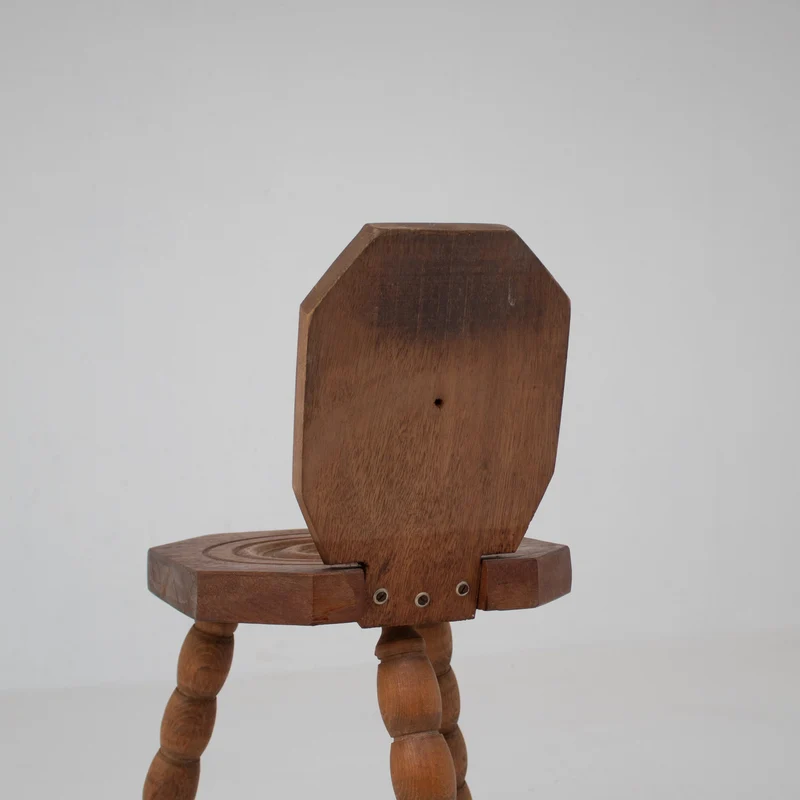 Pair of Sculptural Bobbin Stools with Backrests