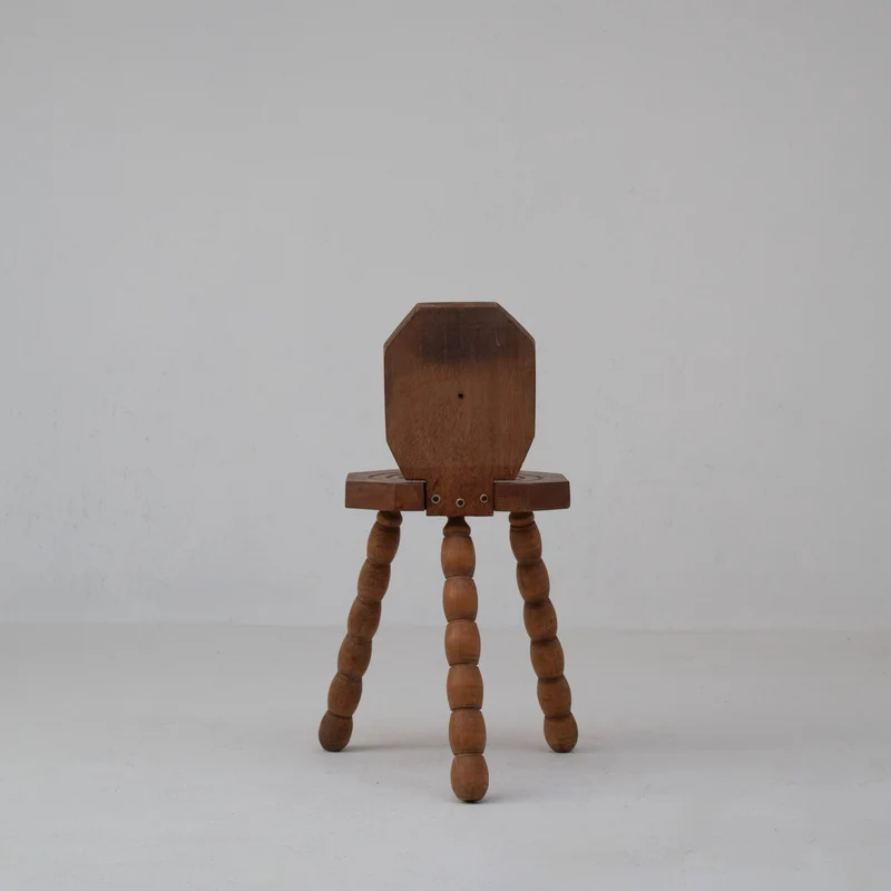 Pair of Sculptural Bobbin Stools with Backrests