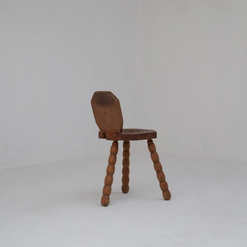 Pair of Sculptural Bobbin Stools with Backrests
