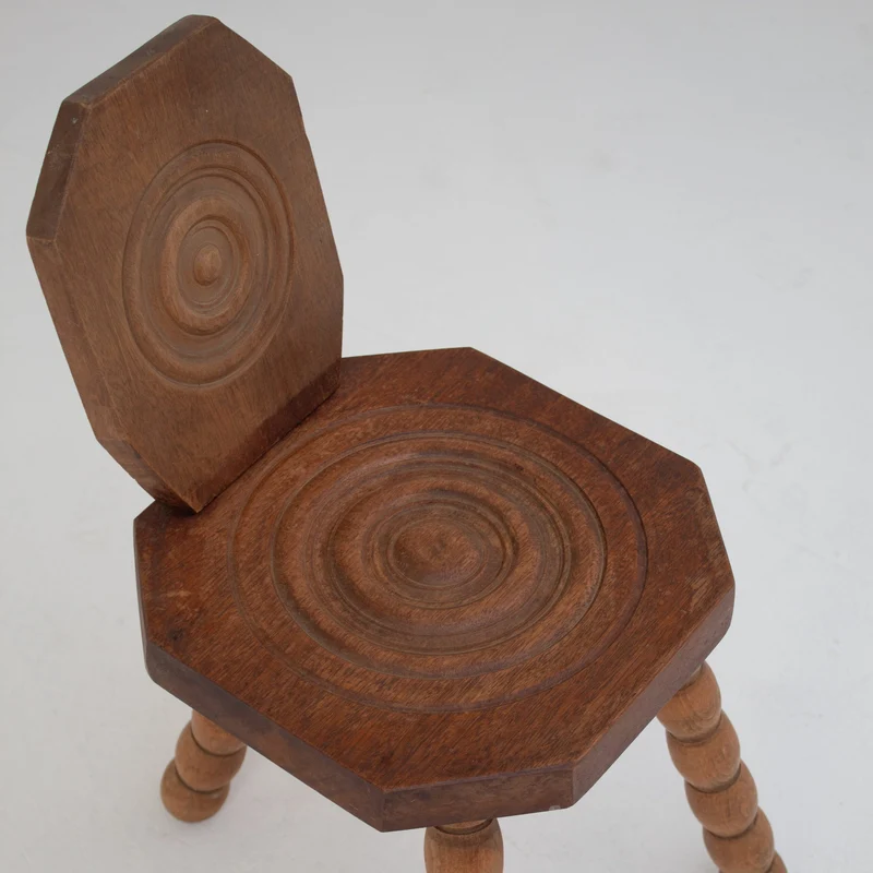 Pair of Sculptural Bobbin Stools with Backrests