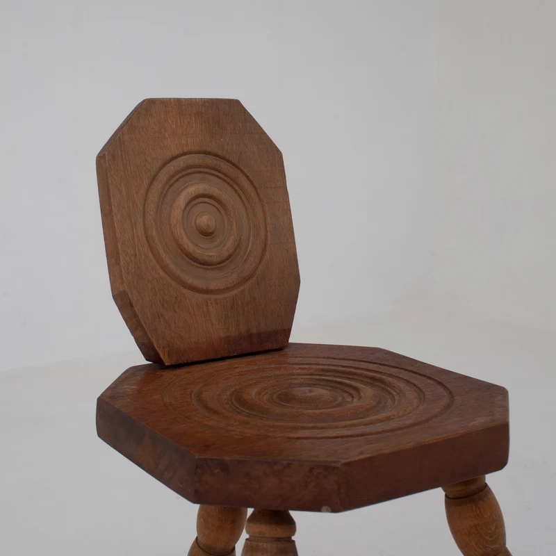 Pair of Sculptural Bobbin Stools with Backrests