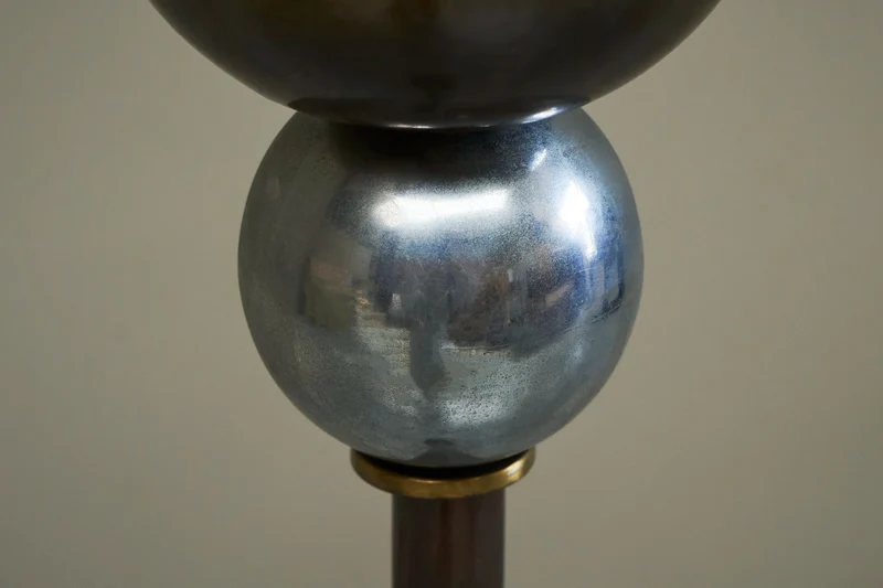 Vintage Elegant Art Deco Floor Lamp in Patinated Brass and Nickel Plated Brass 1930, 1930s