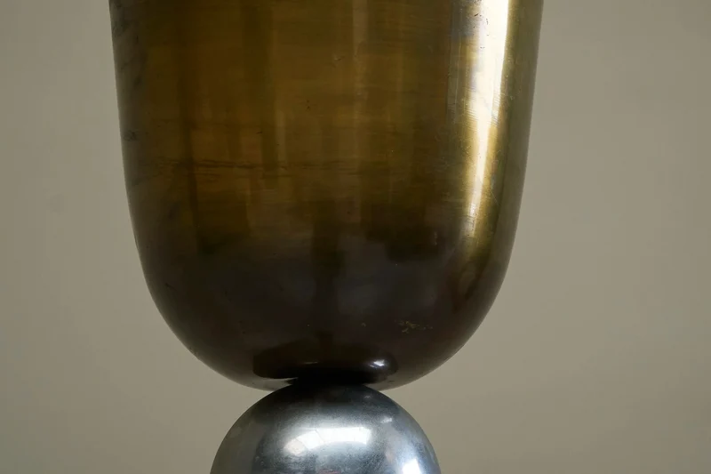 Vintage Elegant Art Deco Floor Lamp in Patinated Brass and Nickel Plated Brass 1930, 1930s
