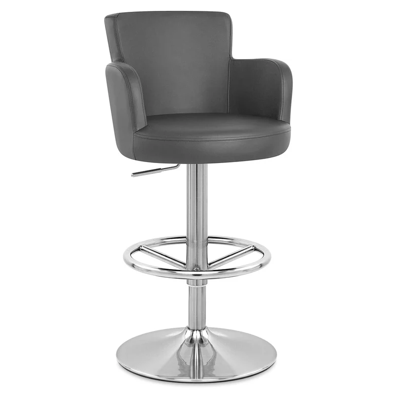 Chaise de Bar Faux Cuir Chrome Brossé - Château Gris