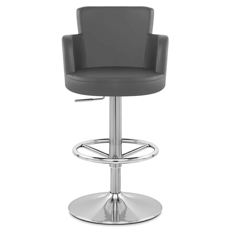 Chaise de Bar Faux Cuir Chrome Brossé - Château Gris