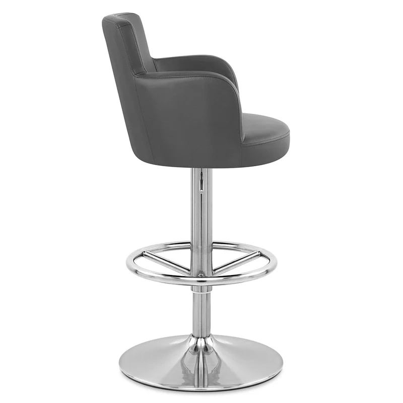 Chaise de Bar Faux Cuir Chrome Brossé - Château Gris